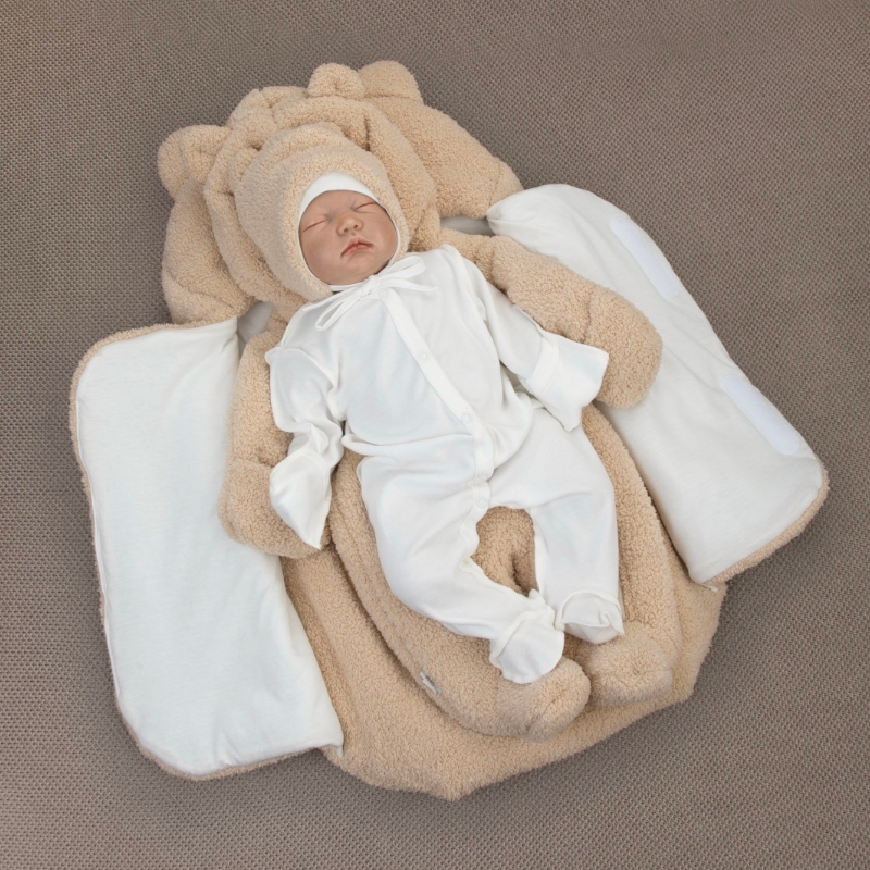 Комплект на выписку 5 предметов "Пушуня", демисезонный, светло-бежевый