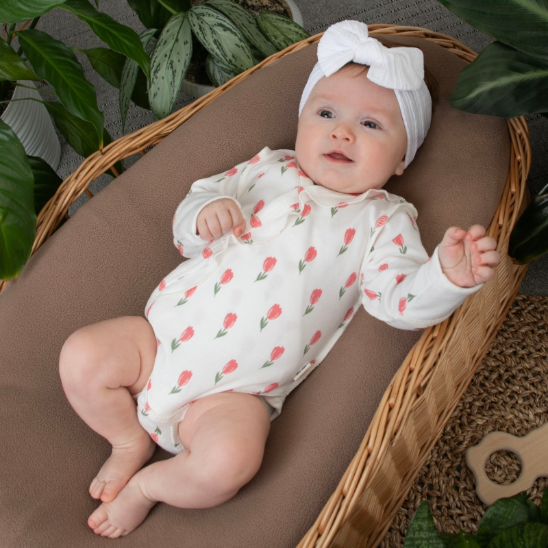 Боди с длинным рукавом "Тюльпанчики" с рюшей, 2шт/уп