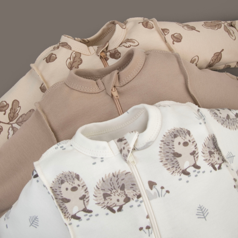 Комбинезон слип на молнии "Ежата", 3 шт/уп