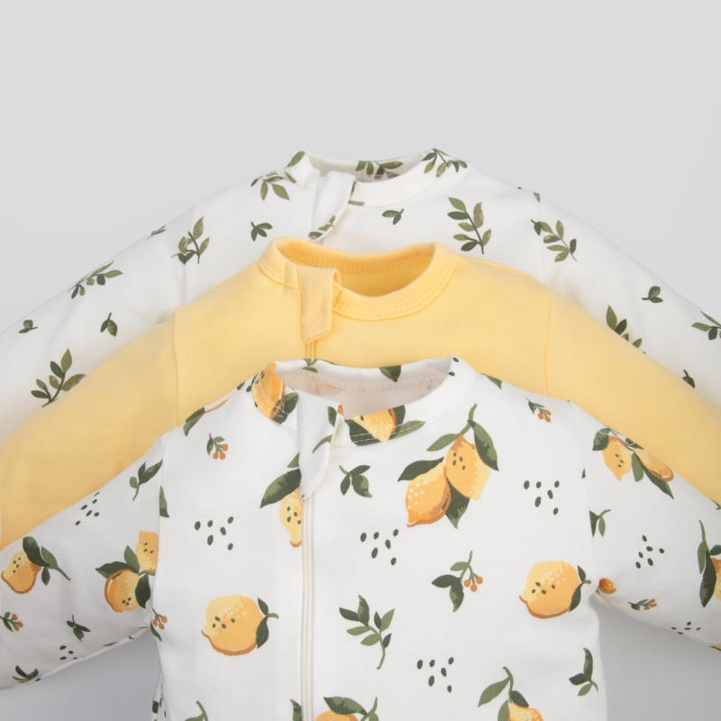 Комбинезон слип на молнии открытый "Лимончики", 3 шт/уп