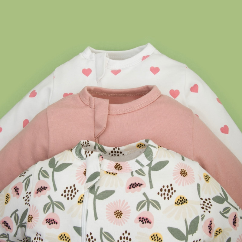 Комбинезон слип на молнии открытый "Любимые ромашки", 3 шт/уп