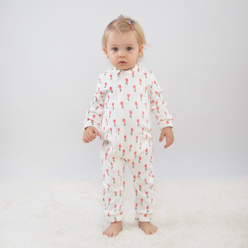 Комбинезон слип на молнии открытый "Тюльпанчики", 2 шт/уп