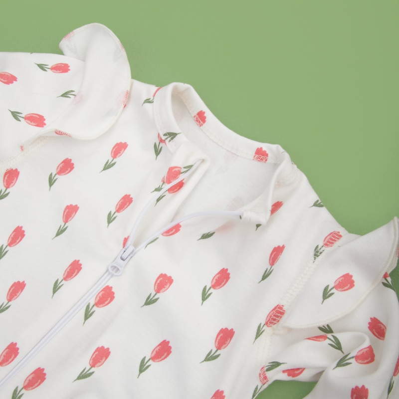 Комбинезон слип на молнии с рюшей "Тюльпанчики", 2 шт/уп