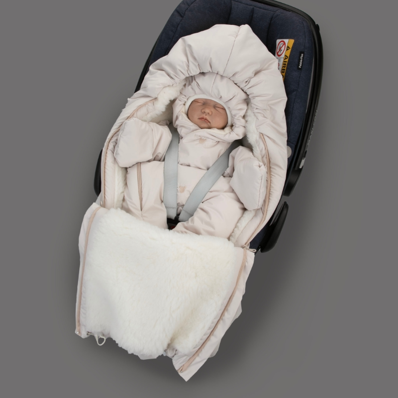 Комплект на выписку 5 предметов "Акварель.Вышивка Медвежонок", зимний, светло-бежевый