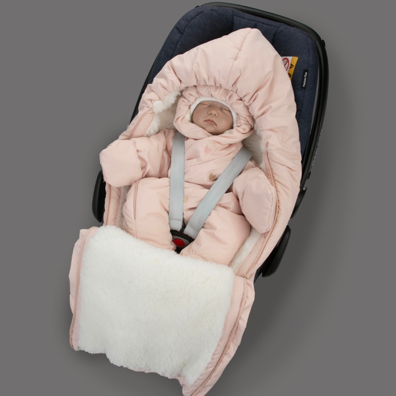 Комплект на выписку 5 предметов "Акварель.Вышивка Сердечки", зимний, розовая пудра