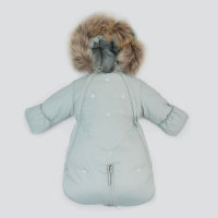 Комбинезон-трансформер "Акварель. Вышивка Медвежонок", с опушкой, с отворотами, 3 сезона, мята