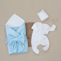 Комплект на выписку 4 предмета "Классика", голубой, лето