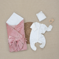 Комплект на выписку 4 предмета "Классика", пудра, лето