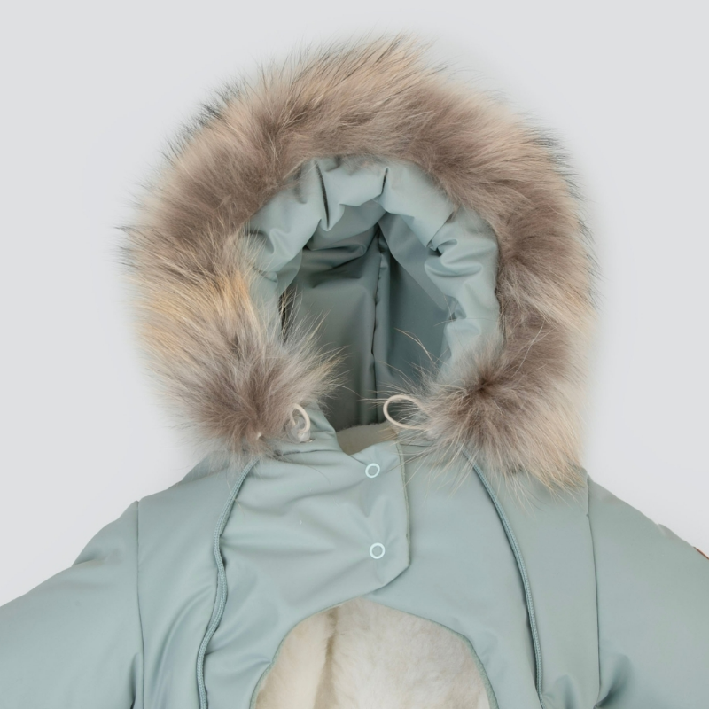 Комбинезон-трансформер "Пикколино", с опушкой, с отворотами, 3 сезона, полынь