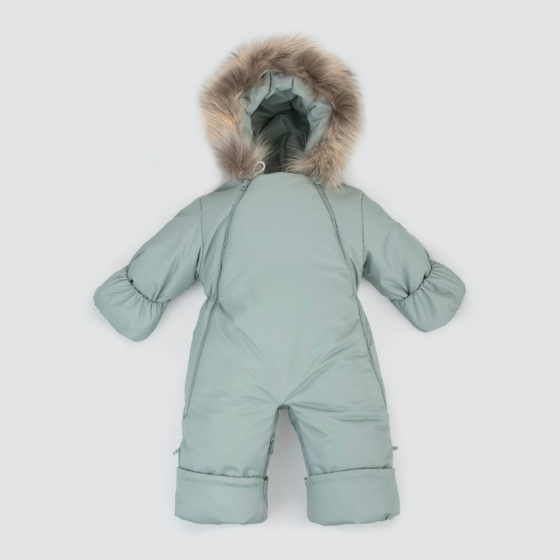 Комбинезон-трансформер "Пикколино", с опушкой, с отворотами, 3 сезона, полынь