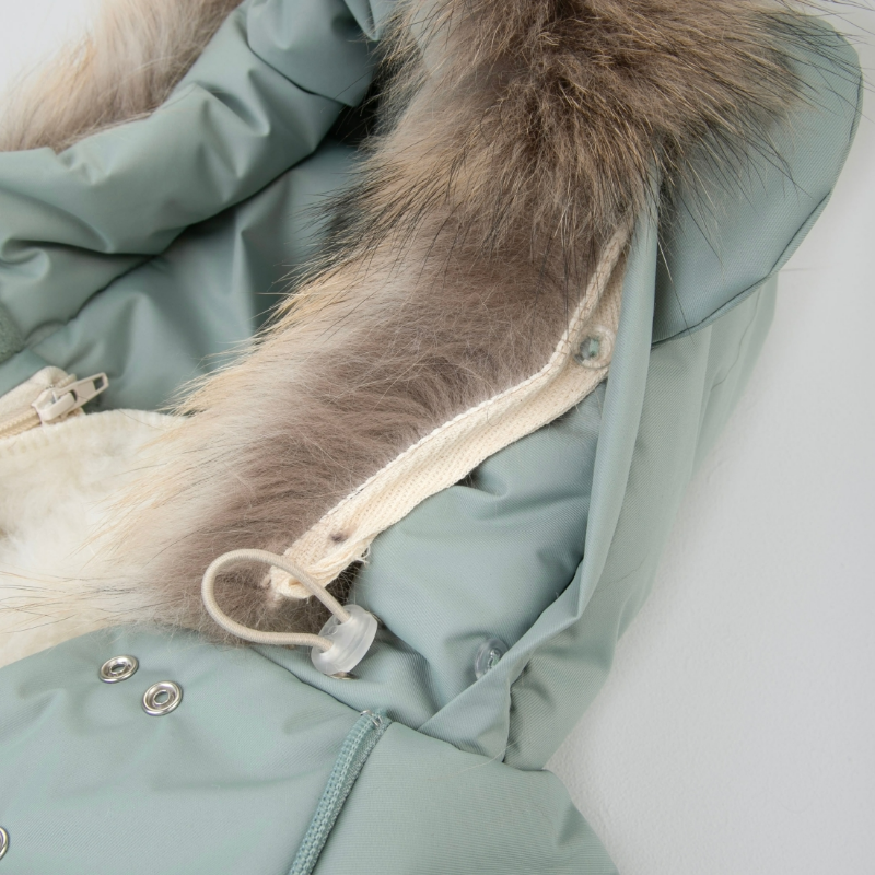 Комбинезон-трансформер "Пикколино", с опушкой, с отворотами, 3 сезона, полынь