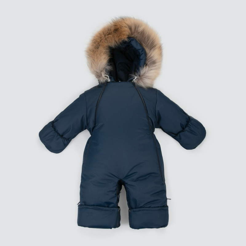 Комбинезон-трансформер "Пикколино", с опушкой, с отворотами, 3 сезона, деним