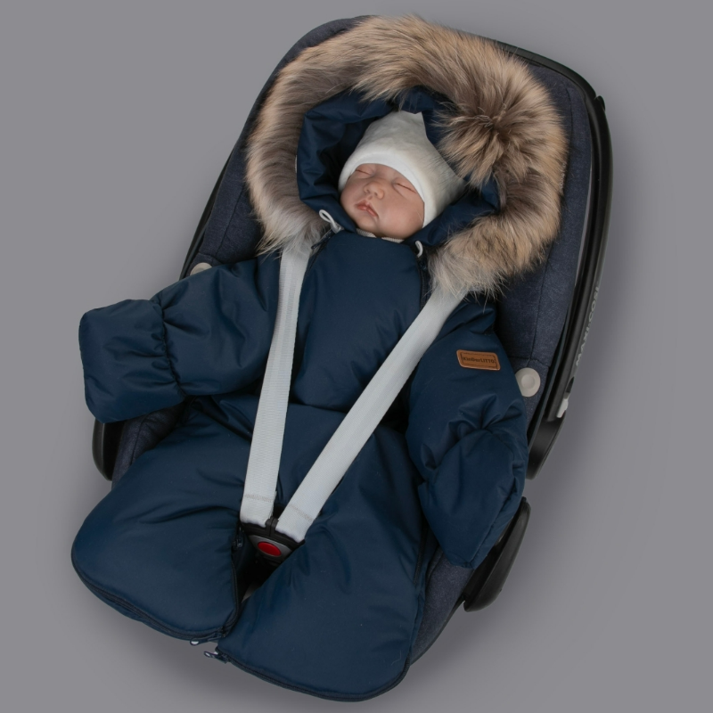 Комбинезон-трансформер "Пикколино", с опушкой, с отворотами, 3 сезона, деним