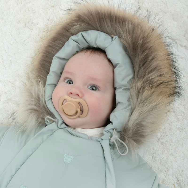 Комбинезон-трансформер "Акварель. Вышивка Медвежонок", с опушкой, с отворотами, 3 сезона, мята