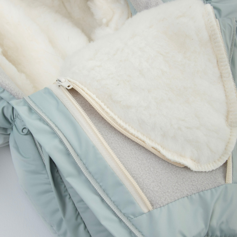 Комбинезон-трансформер "Акварель. Вышивка Медвежонок", с опушкой, с отворотами, 3 сезона, мята