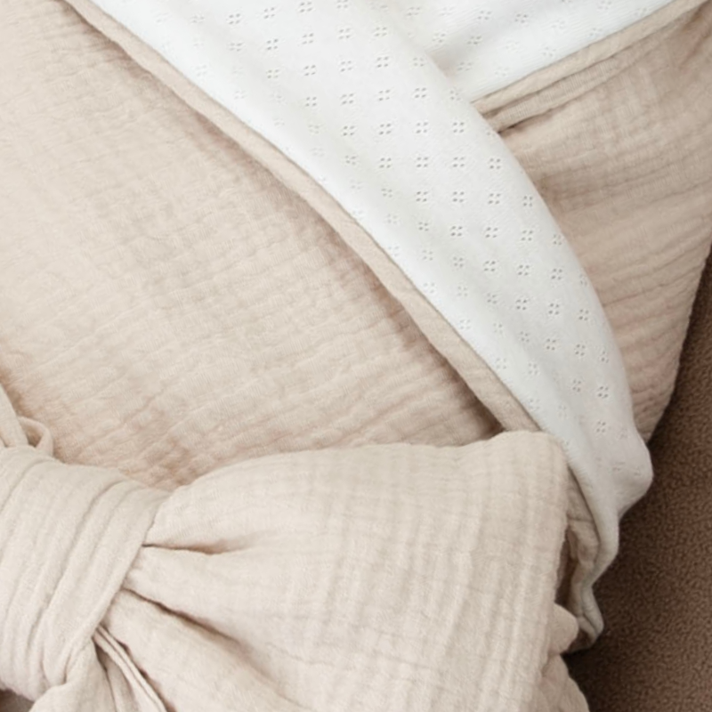 Комплект на выписку 4 предмета "Ажур.Муслин Плед", бежевый, лето