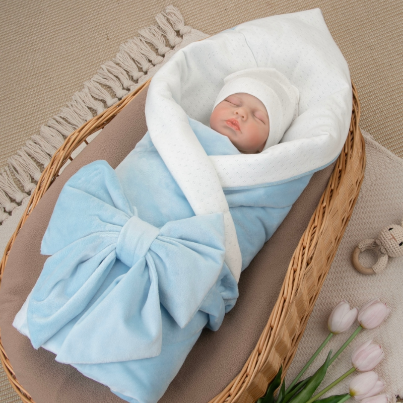 Комплект на выписку 4 предмета "Классика", голубой, лето Комплект на выписку 4 предмета "Классика", голубой, лето