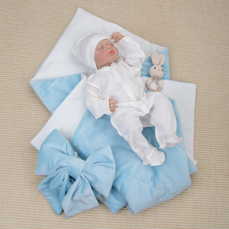 Комплект на выписку 4 предмета "Классика", голубой, лето Комплект на выписку 4 предмета "Классика", голубой, лето