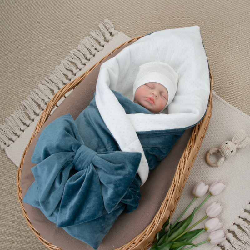 Комплект на выписку 4 предмета "Классика", деним, лето