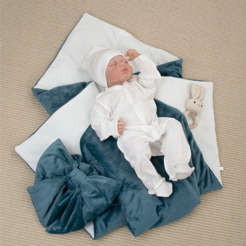 Комплект на выписку 4 предмета "Классика", деним, лето