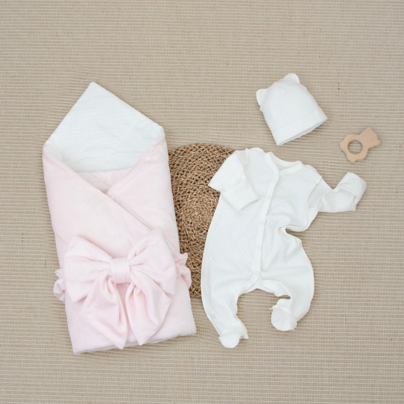 Комплект на выписку 4 предмета "Классика", розовый, лето Комплект на выписку 4 предмета "Классика", розовый, лето