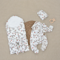 Комплект на выписку 4 предмета "Зайчики.Плед" лето