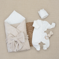 Комплект на выписку 4 предмета "Класика", бежевый, лето