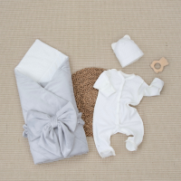 Комплект на выписку 4 предмета "Классика", серый, лето