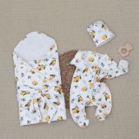 Комплект на выписку 4 предмета "Лимончики.Плед" лето