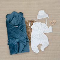 Комплект на выписку 4 предмета "Медвежонок", деним, лето