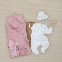 Комплект на выписку 4 предмета "Медвежонок", пудра, лето