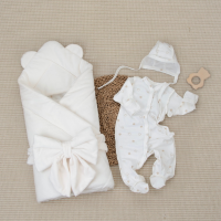 Комплект на выписку 4 предмета "Медвежонок", сахар, лето