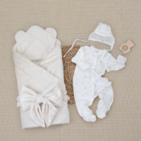 Комплект на выписку 4 предмета "Медвежонок", светло-бежевый, лето