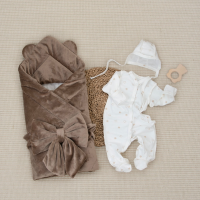 Комплект на выписку 4 предмета "Медвежонок", шоколад, лето