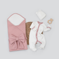 Комплект на выписку 4 предмета "Новый Капучино.Плед", сухая роза, лето