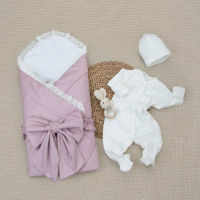 Комплект на выписку 4 предмета "Новый Сатин", дымчатая роза, лето