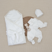 Комплект на выписку 4 предмета "Новый Сатин", молоко, лето