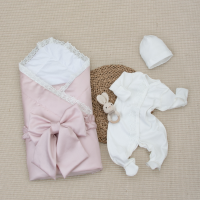 Комплект на выписку 4 предмета "Новый Сатин", розовая пудра, лето