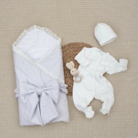 Комплект на выписку 4 предмета "Новый Сатин", серый жемчуг, лето