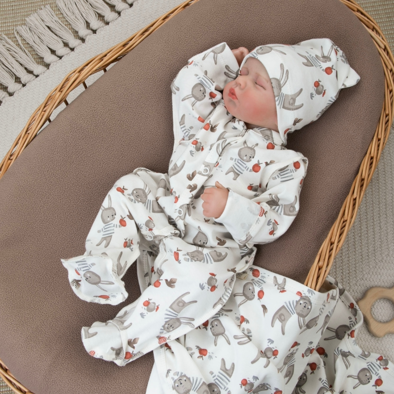 Комплект на выписку 4 предмета "Зайчики.Плед" лето