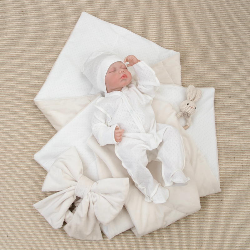 Комплект на выписку 4 предмета "Класика", светло-бежевый, лето