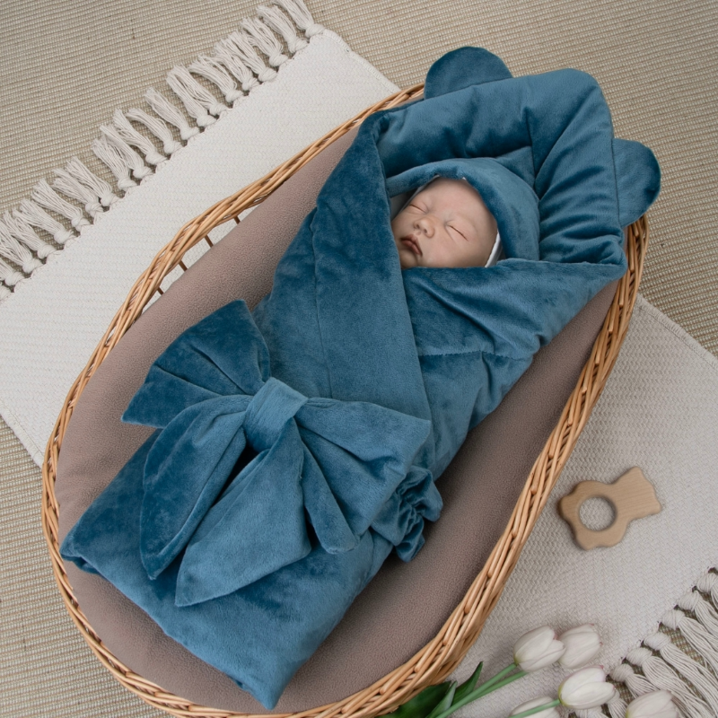 Комплект на выписку 4 предмета "Медвежонок", деним, лето