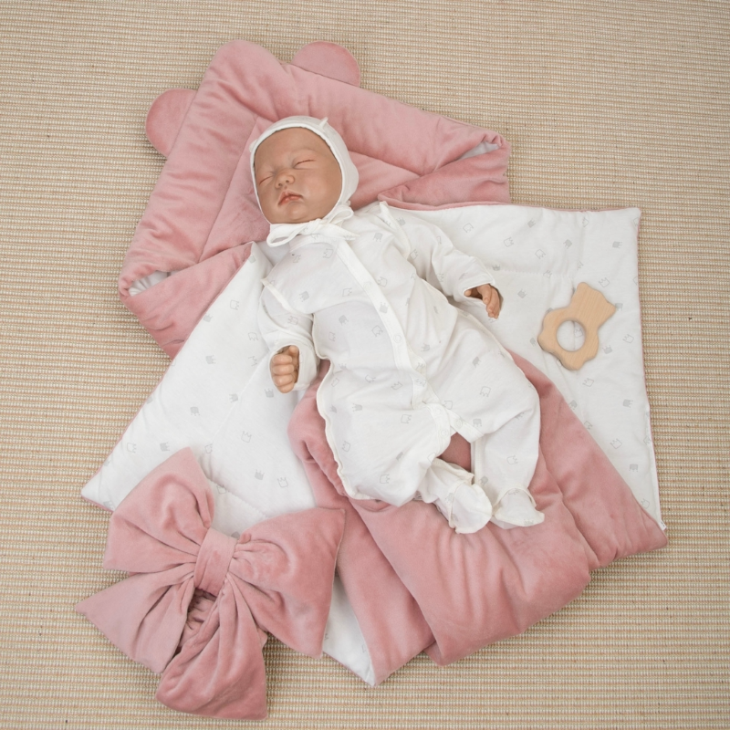 Комплект на выписку 4 предмета "Медвежонок", пудра, лето