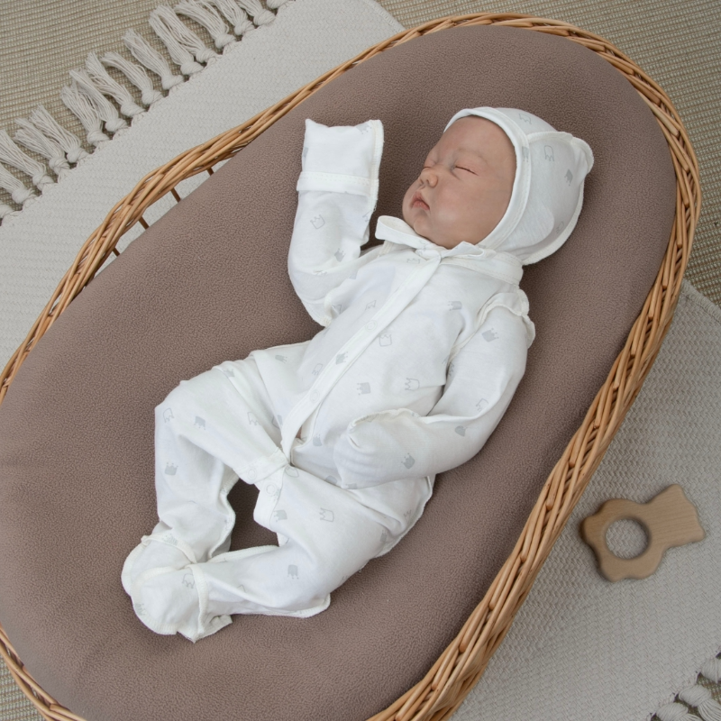 Комплект на выписку 4 предмета "Медвежонок", пудра, лето