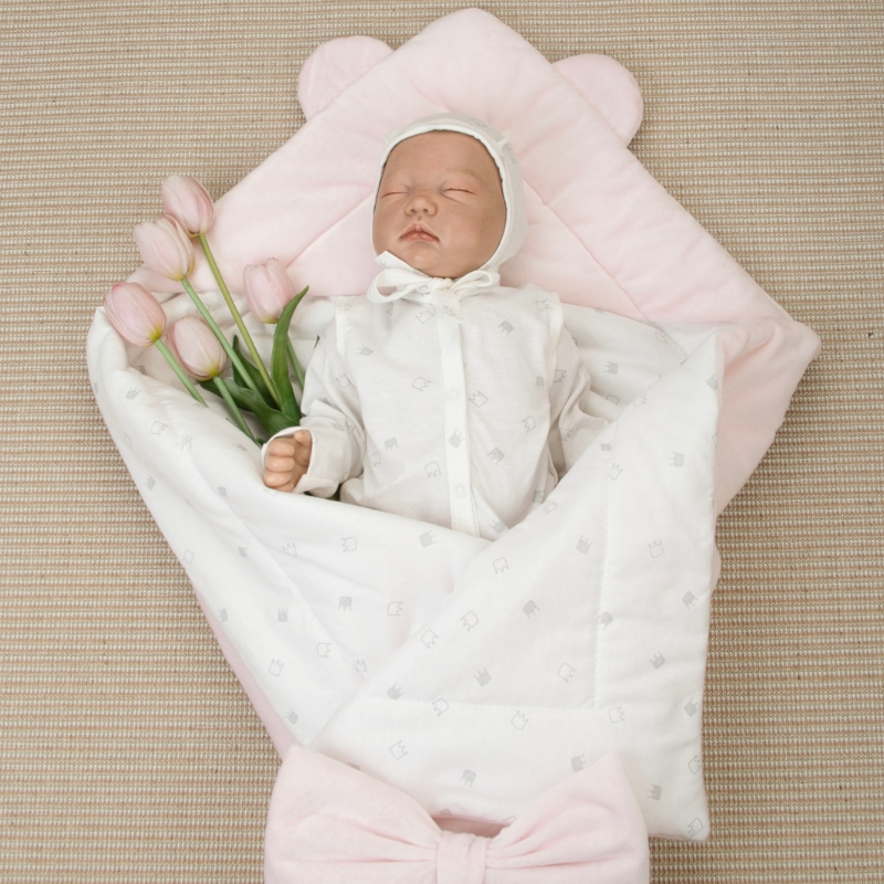 Комплект на выписку 4 предмета "Медвежонок", розовый, лето