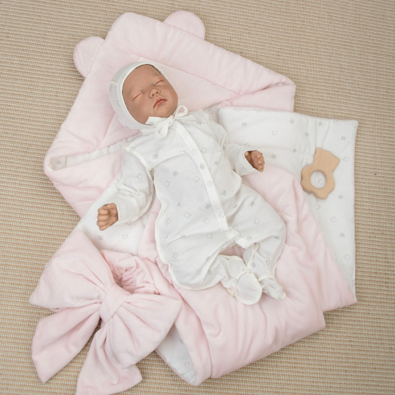 Комплект на выписку 4 предмета "Медвежонок", розовый, лето