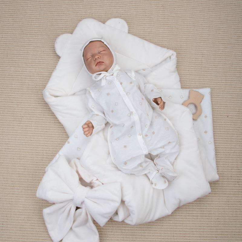 Комплект на выписку 4 предмета "Медвежонок", сахар, лето