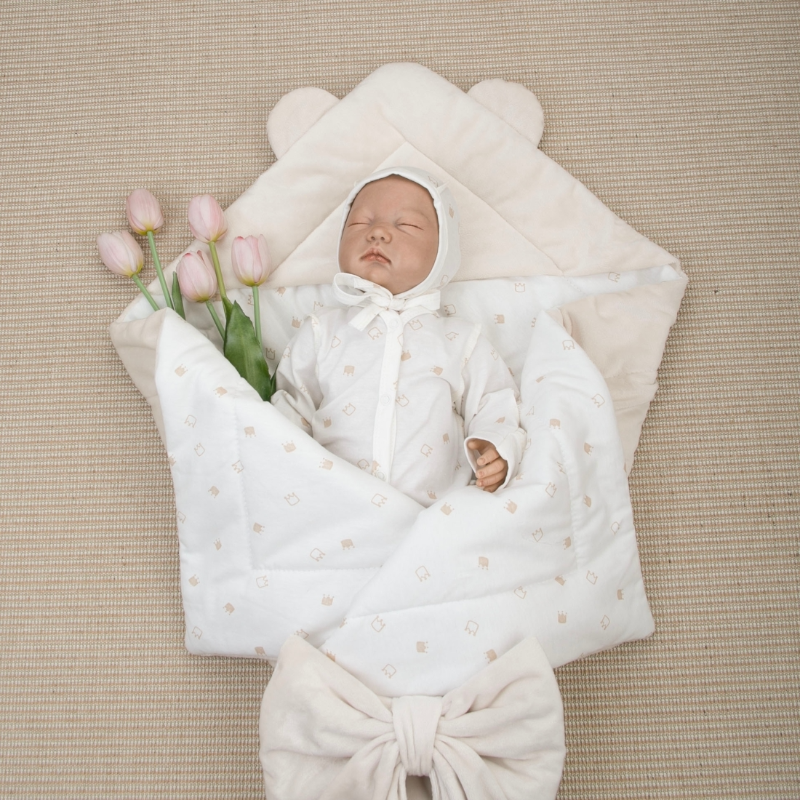 Комплект на выписку 4 предмета "Медвежонок", светло-бежевый, лето