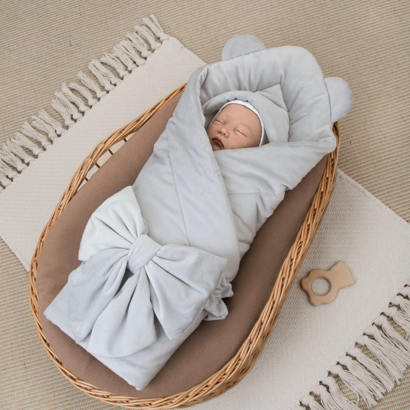 Комплект на выписку 4 предмета "Медвежонок", серый, лето