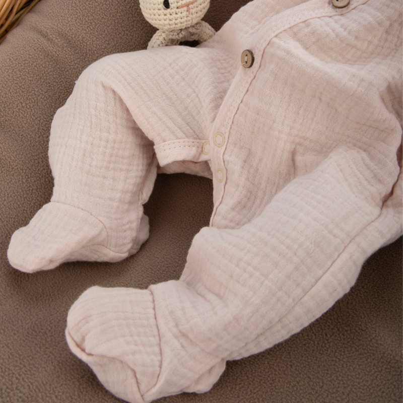 Комплект на выписку 4 предмета "Муслин Рюша.Плед", пудра, лето